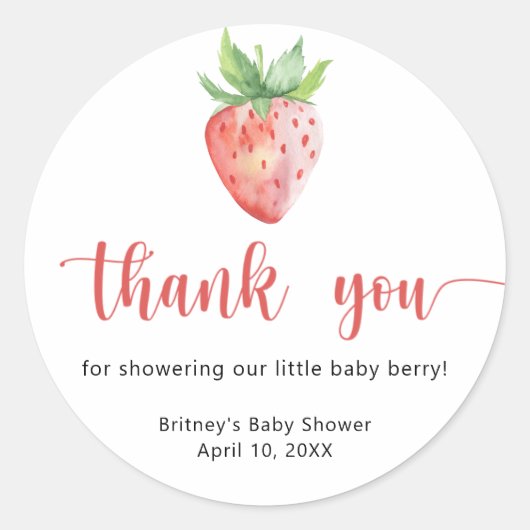 Sticker Rond Fraise douce - merci (Devant)