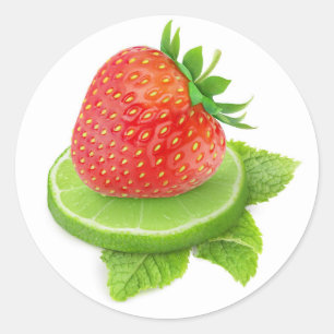 Sticker Rond Fraise et citron vert