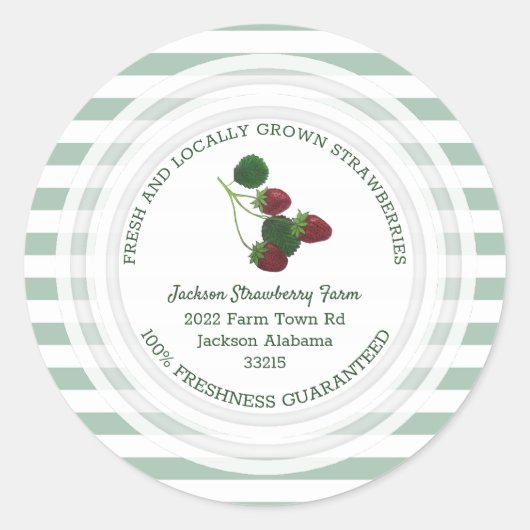 Sticker Rond Fraise Farm Custom Business (Devant)