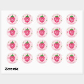 Sticker Rond Fraise Festival Forever Cute Personnalisable (Feuille)