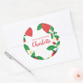 Sticker Rond Fraise florale illustrée (Enveloppe)