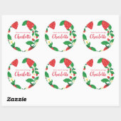 Sticker Rond Fraise florale illustrée (Feuille)