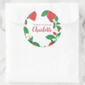 Sticker Rond Fraise florale illustrée (Sac)