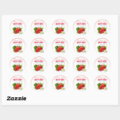 Sticker Rond Fraise Fruit Merci (Feuille)