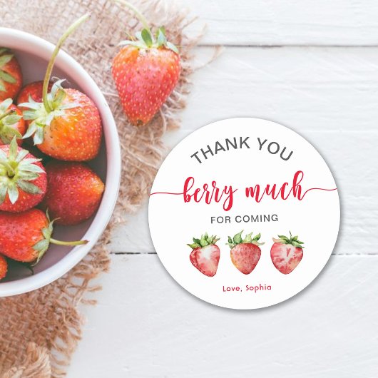 Sticker Rond Fraise Merci beaucoup baie