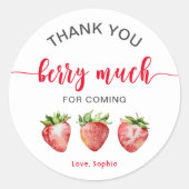Sticker Rond Fraise Merci beaucoup baie (Devant)
