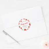 Sticker Rond Fraise mignonne fille Merci d'anniversaire beaucou (Enveloppe)