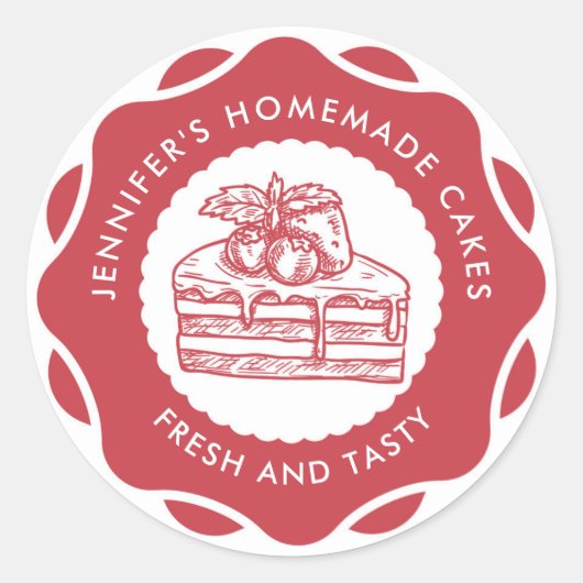 Sticker Rond Fraise moderne Rouge pâtisseries maison boulangeri (Devant)