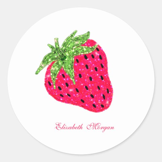 Sticker Rond Fraise pailletée cool (Devant)