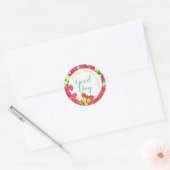 Sticker Rond Fraise. Personnalisé. BLANCHE. (Enveloppe)