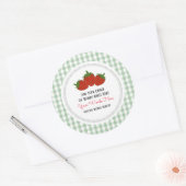 Sticker Rond Fraise personnalisée et Gingham (Enveloppe)