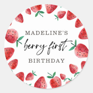 Sticker Rond Fraise Premier anniversaire 1er Berry Sweet Favori