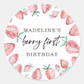 Sticker Rond Fraise Premier anniversaire 1er Berry Sweet Favori (Devant)