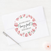 Sticker Rond Fraise Premier anniversaire 1er Berry Sweet Favori (Enveloppe)