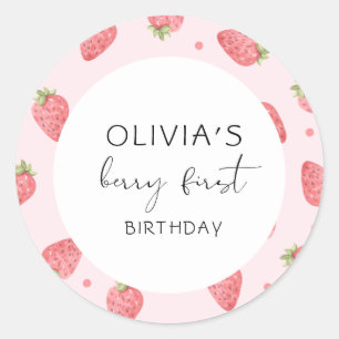 Sticker Rond Fraise Premier anniversaire 1er Berry Sweet Favori