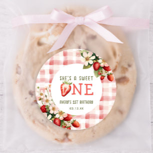 Sticker Rond Fraise première fête d'anniversaire Berry