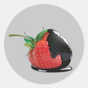 Sticker Rond Fraise recouverte de chocolat