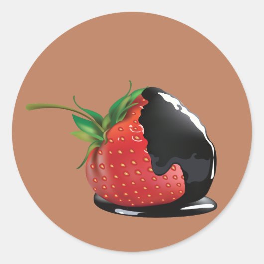 Sticker Rond Fraise recouverte de chocolat (Devant)