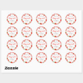 Sticker Rond Fraise rose Anniversaire Merci Berry beaucoup (Feuille)