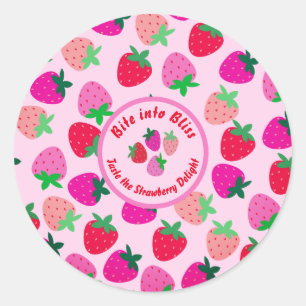 Sticker Rond fraise rose champ été boulangerie nature fruit