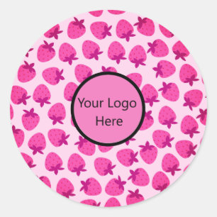 Sticker Rond fraise rose champ été boulangerie nature fruit