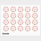 Sticker Rond Fraise rose Fille Anniversaire Merci Berry beaucou (Feuille)