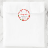 Sticker Rond Fraise rose Fille Anniversaire Merci Berry beaucou (Sac)