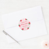 Sticker Rond Fraise rose mignonne Berry Premier 1er bébé Annive (Enveloppe)