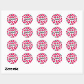 Sticker Rond Fraise rose sur arrière - plan blanc (Feuille)