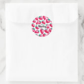 Sticker Rond Fraise rose sur arrière - plan blanc (Sac)