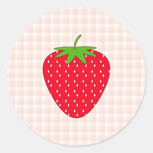Sticker Rond Fraise rouge sur En vichy Check. (Devant)