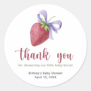 Sticker Rond Fraise sucrée avec un arc - merci