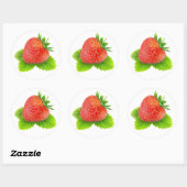Sticker Rond Fraise sur feuille (Feuille)