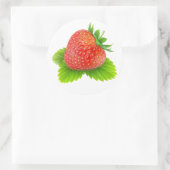 Sticker Rond Fraise sur feuille (Sac)