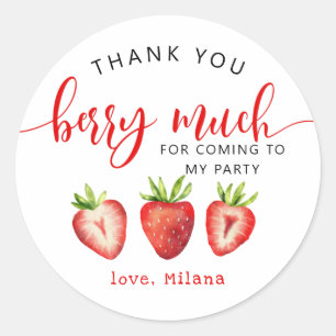 Sticker Rond Fraise thème Fille fête d'anniversaire