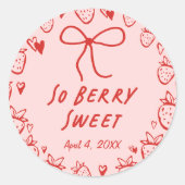 Sticker Rond Fraise Whimsical Coquette Bow Girls Anniversaire (Devant)