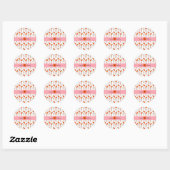 Sticker Rond Fraises blanc rose Doodle fête d'anniversaire (Feuille)