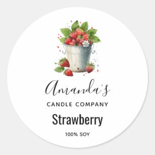 Sticker Rond Fraises dans une bougie de seau