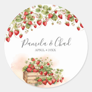 Sticker Rond Fraises d'aquarelle