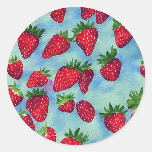 Sticker Rond Fraises d'aquarelle (Devant)