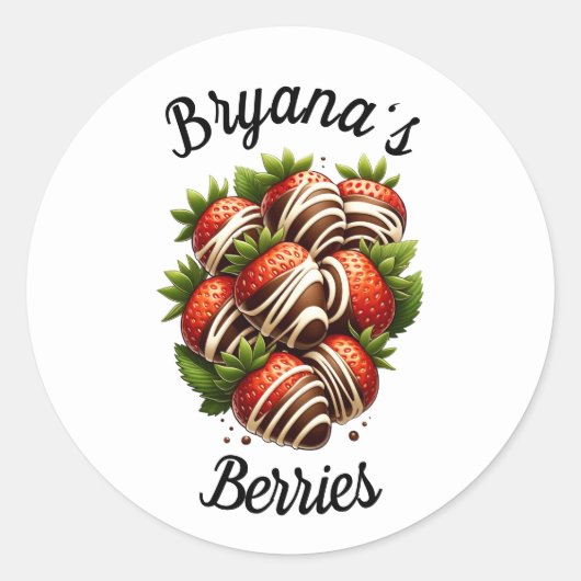 Sticker Rond Fraises de chocolat Dessert de fraises sur mesure (Devant)