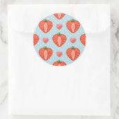 Sticker Rond Fraises de Coeur avec Pois Et Coeurs (Sac)