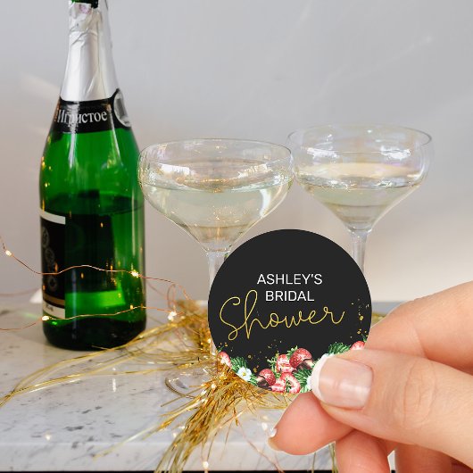 Sticker Rond Fraises et fleurs de Fête des mariées