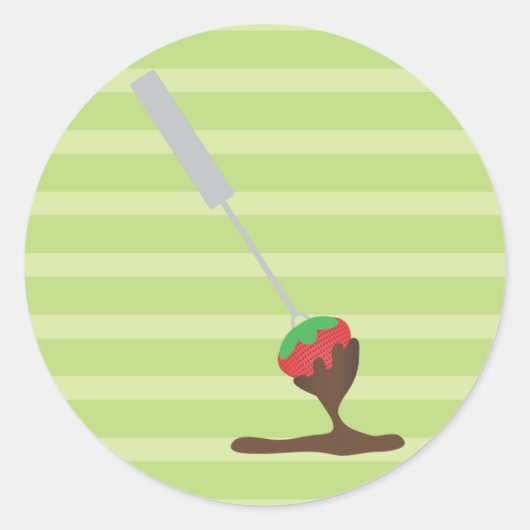 Sticker Rond Fraises et fondue au chocolat (Devant)