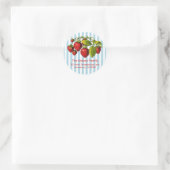 Sticker Rond Fraises fraîches Bleues rayures (Sac)