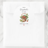 Sticker Rond Fraises fraîches dans une cuisine en osier Panier (Sac)