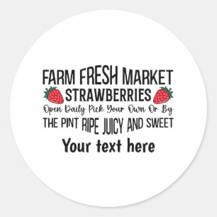 Sticker Rond Fraises fraîches de ferme personnalisables