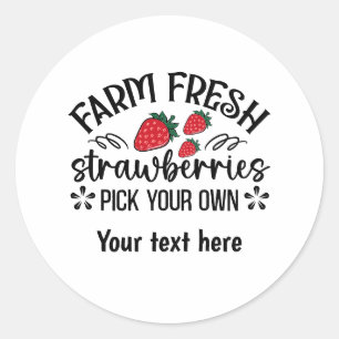 Sticker Rond Fraises fraîches de la ferme personnalisables