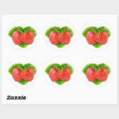 Sticker Rond Fraises sur une feuille (Feuille)