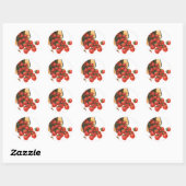 Sticker Rond Fraises vintages en Panier, Fruits alimentaires (Feuille)